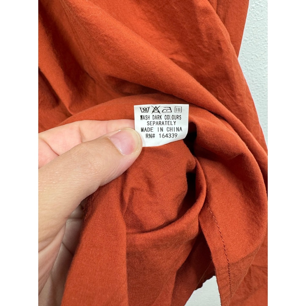 Petal + Pup Rust Orange Smocked Puff Sleeve Cotton Midi Dress Womens Size 4 - Picture 7 of 8